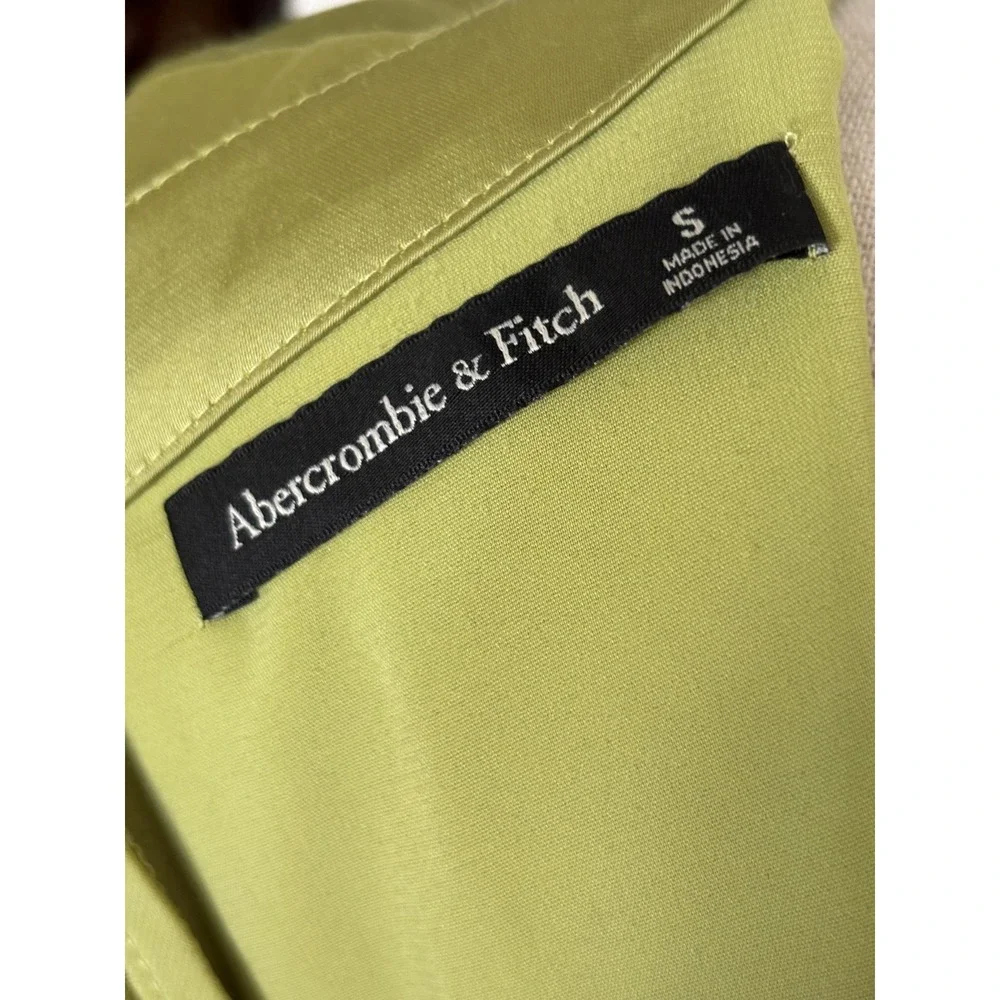 Abercrombie & Fitch Angel Sleeve O-Ring Satin Maxi Dress Sz S Lime Green Slit